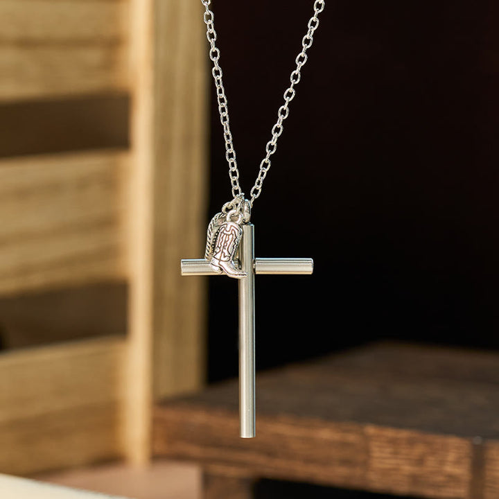 EDC Tool Cross Self-defense Needle & Silver Pendant Necklace - image 3