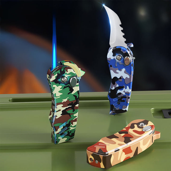 2-in-1 EDC-Tool Folding Knife Alloy Butane Lighter - image 4