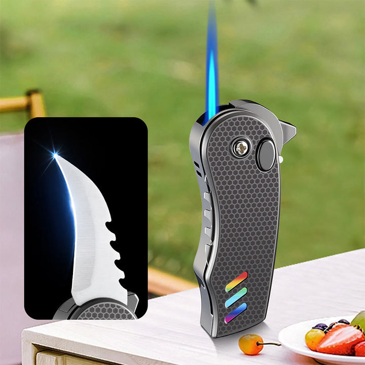2-in-1 EDC-Tool Folding Knife Alloy Butane Lighter - image 1