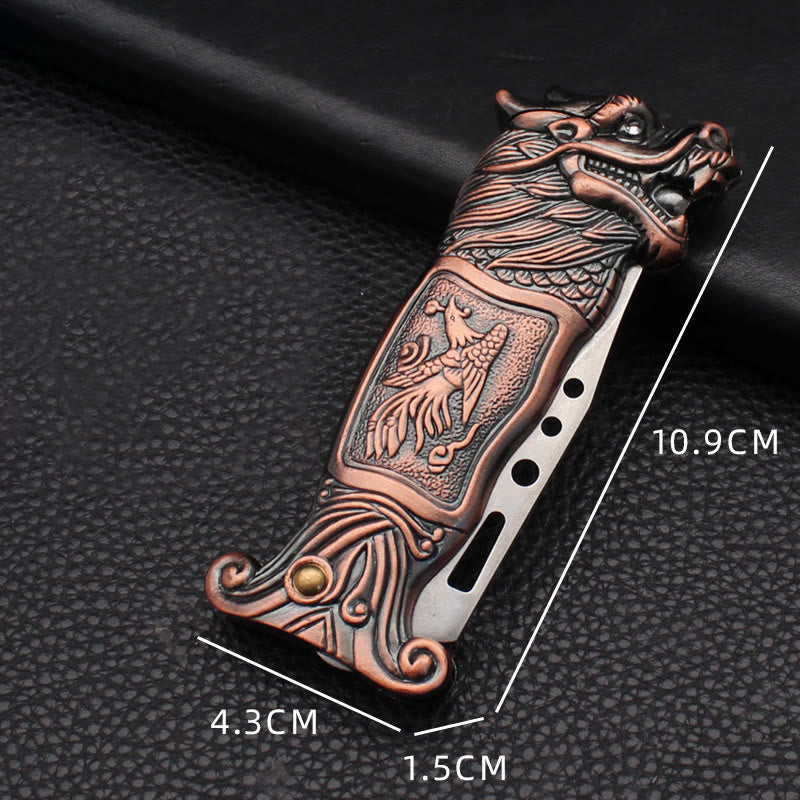 Antique Dragon Head Relief Windproof Butane Lighter - image 4