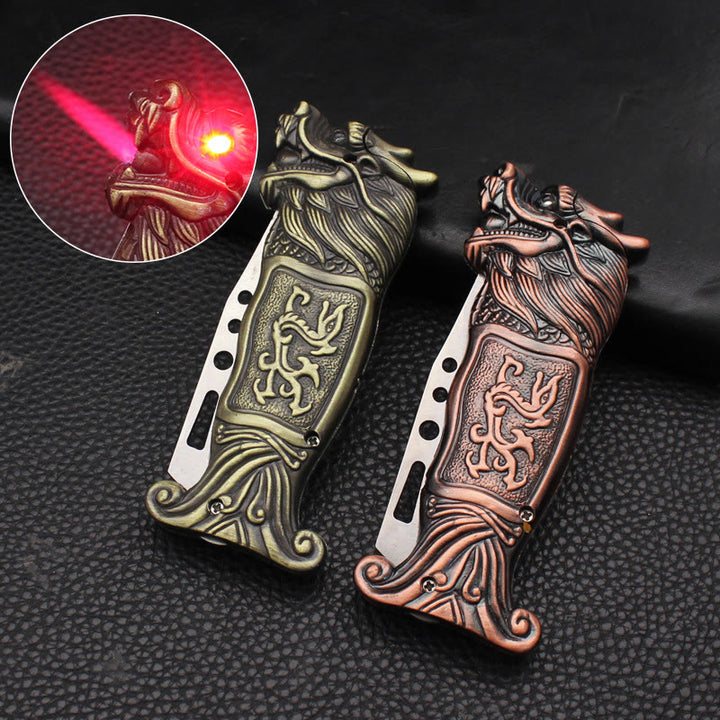 Antique Dragon Head Relief Windproof Butane Lighter - image 0