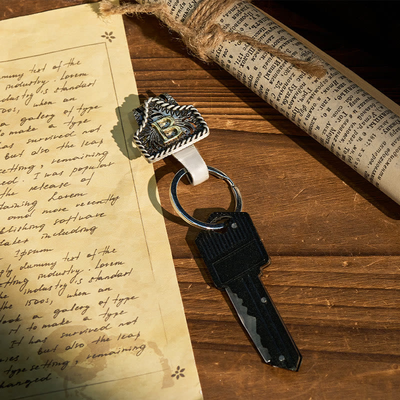 Western Retro Letter Keychain With Key-Shaped Knife - image 2