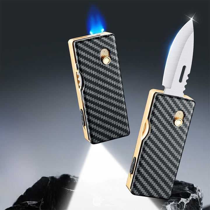 2-in-1 Golden Horse Relief Lighting Folding Knife Lighter - image 4