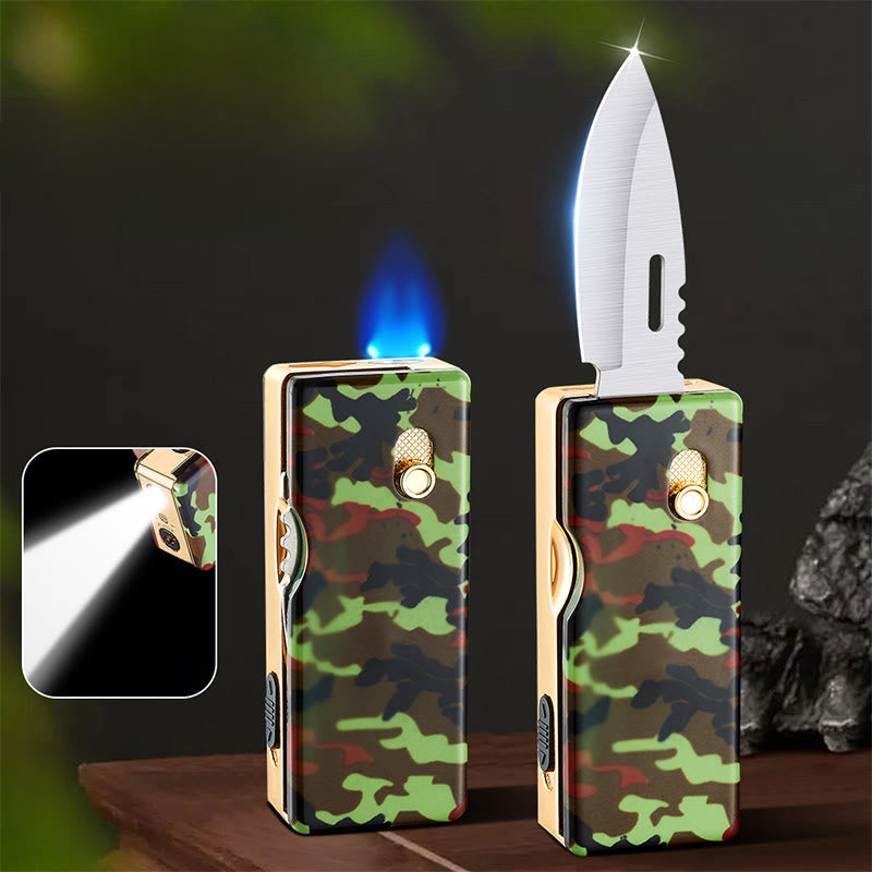 2-in-1 Golden Horse Relief Lighting Folding Knife Lighter - Camouflage - image 10