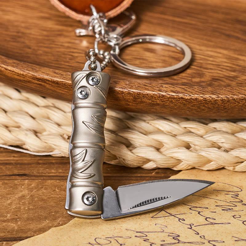 Western Silver Folding Knife Cowboy Hat Pendant Keychain - image 3
