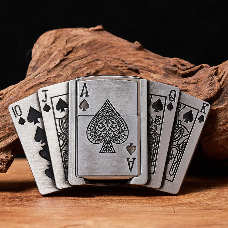 Men's DIY Poker Flush Leather Belt with Hidden Lighter - Poker - Without Belt - Not Included Belt - image 0