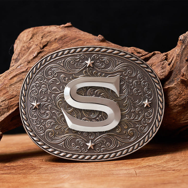 Men's Timeless DIY Initial Letter Silver Buckle Leather Belt - S - Without Belt - image 20
