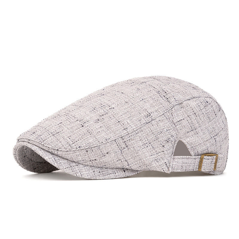 Summer Retro Woven Texture Adjustable Beret Hat - Grey - Adjustable(22"-24") - image 0