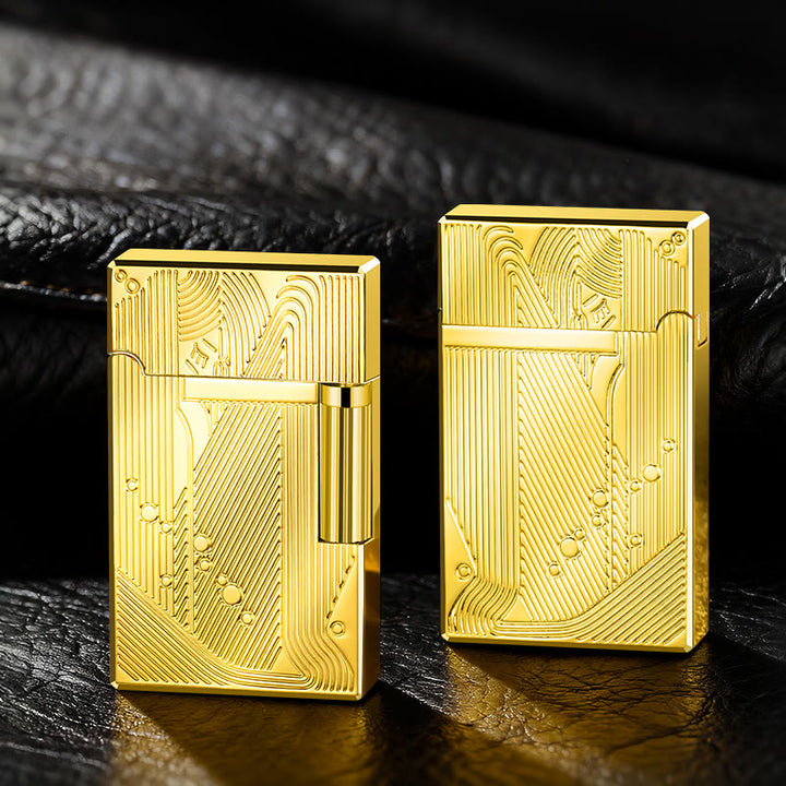 Luxury Line Carving Alloy Butane Lighter - Golden - image 6