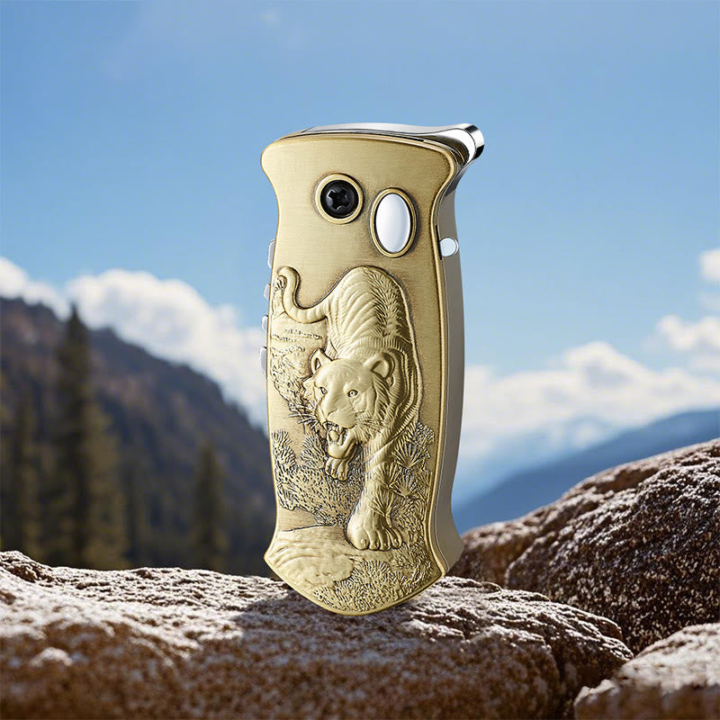 2-in-1 Outdoor Multifunctional Carving Folding Knife Lighter - Brass - Style #7 - image 9