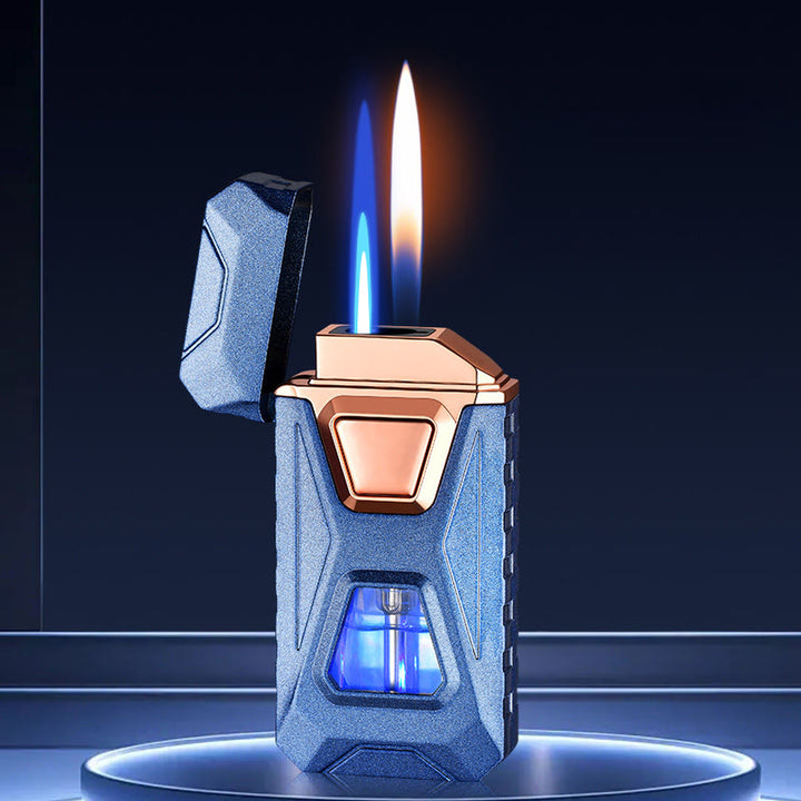 Four Ignition Methods Intelligent Dual Flame Charging & Inflatable Lighter - Blue - image 8