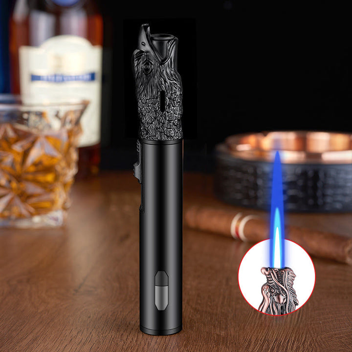 Eagle Head Relief Straight Flame Butane Lighter - Black - image 3