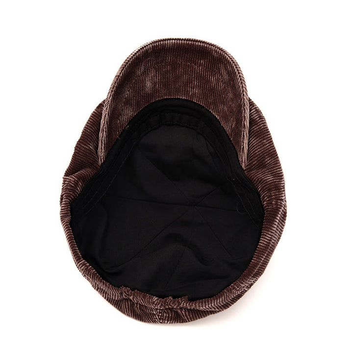 Retro-Inspired Solid Color Corduroy Newsboy Beret Hat - image 7