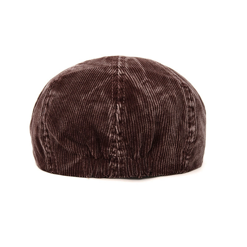 Retro-Inspired Solid Color Corduroy Newsboy Beret Hat - image 6