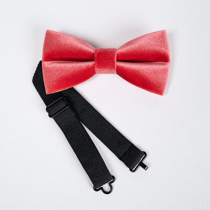 Men's Carmine Solid Color Velvet Bow Tie