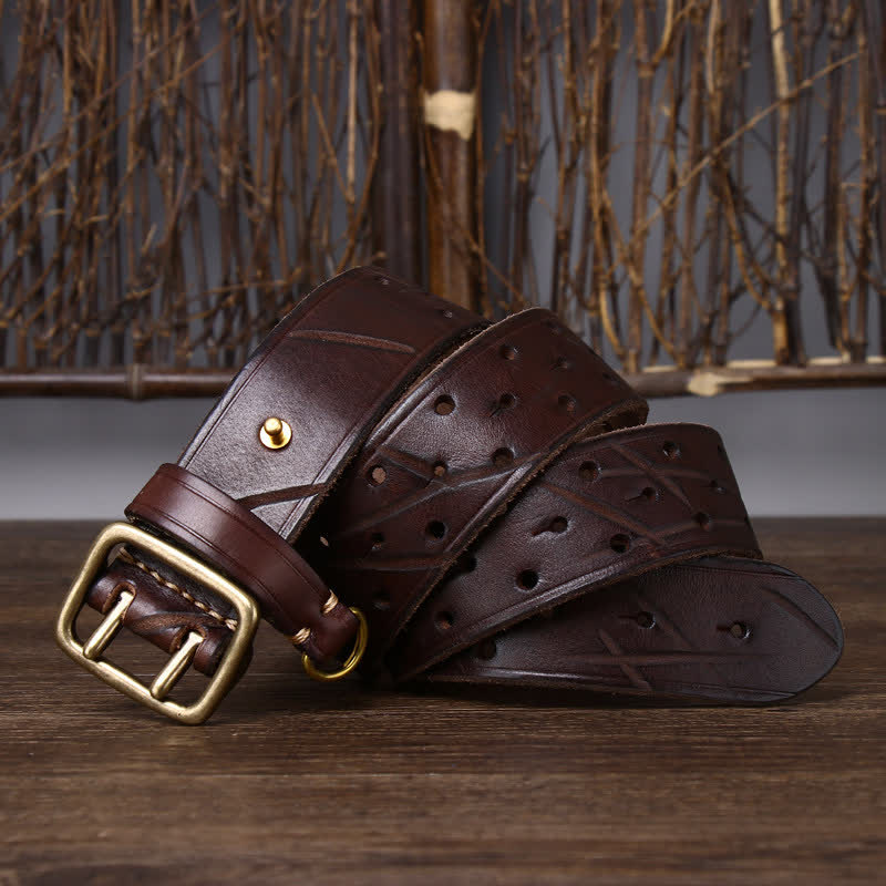 Rugged Style Double Prong Workwear Leather Belt - image 3