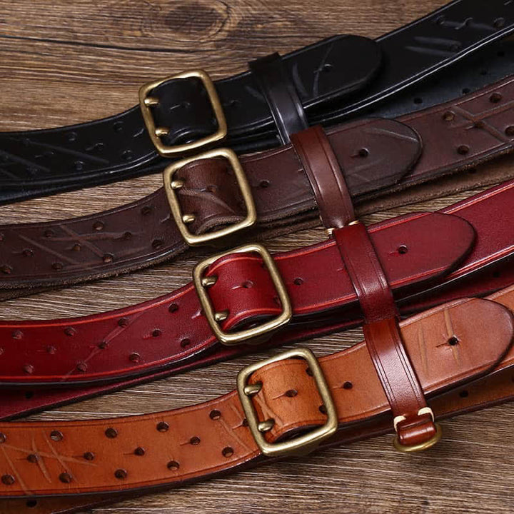 Rugged Style Double Prong Workwear Leather Belt - image 5