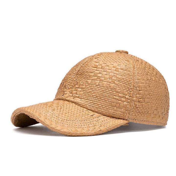 Summer Cool Natural Hue Straw Woven Baseball Cap - Khaki - Adjustable (22"-24") - image 9
