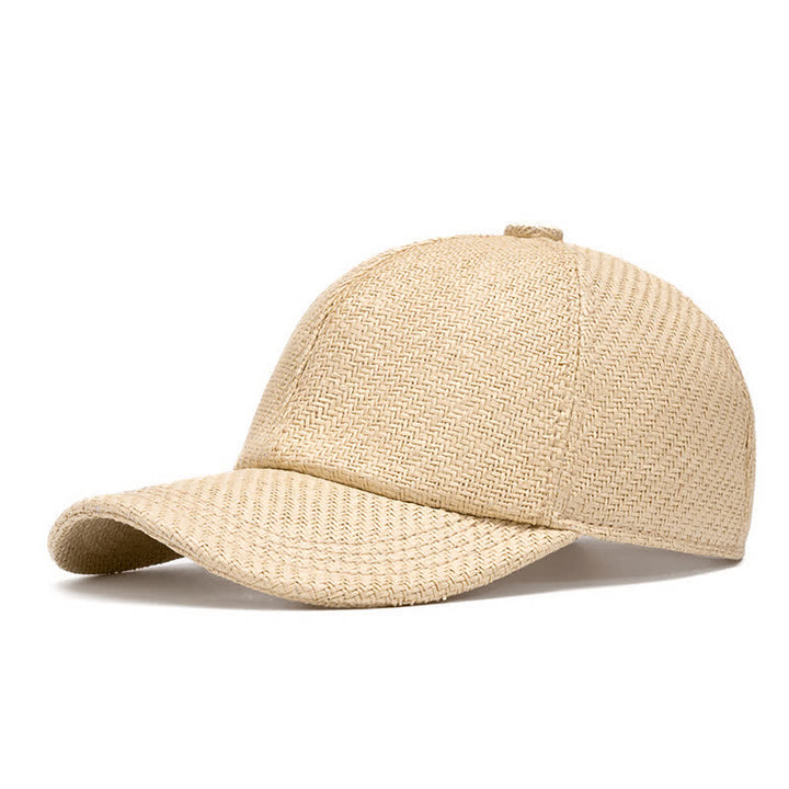 Summer Cool Natural Hue Straw Woven Baseball Cap - Light Khaki - Adjustable (22"-24") - image 14