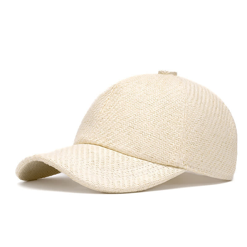 Summer Cool Natural Hue Straw Woven Baseball Cap - Off-White - Adjustable (22"-24") - image 13