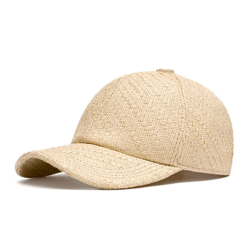 Summer Cool Natural Hue Straw Woven Baseball Cap - Beige - Adjustable (22"-24") - image 0