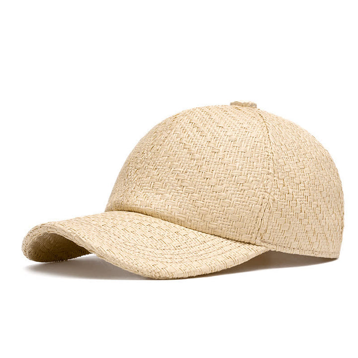 Summer Cool Natural Hue Straw Woven Baseball Cap - Beige - Adjustable (22"-24") - image 0