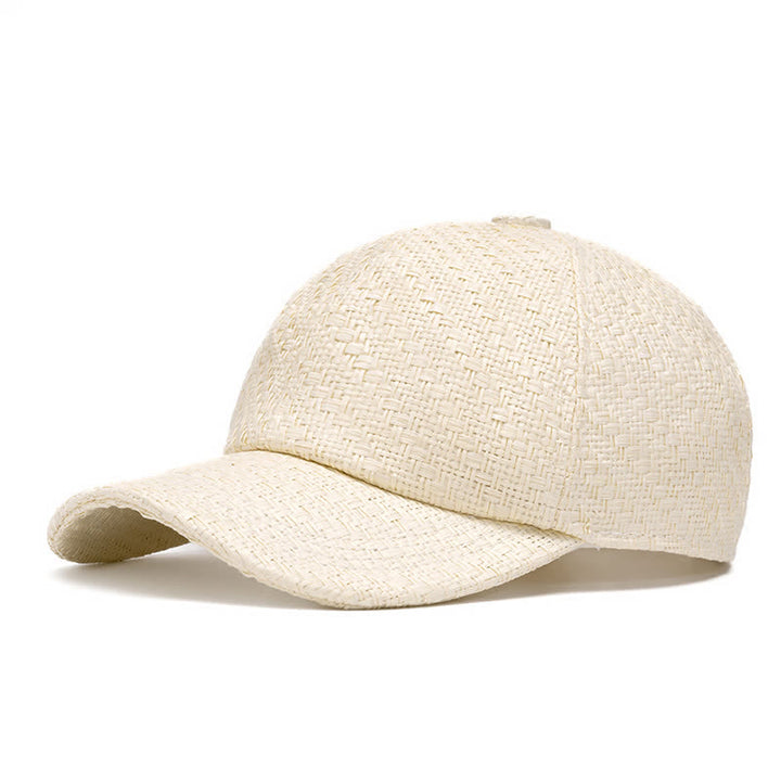 Summer Cool Natural Hue Straw Woven Baseball Cap - Ivory - Adjustable (22"-24") - image 12