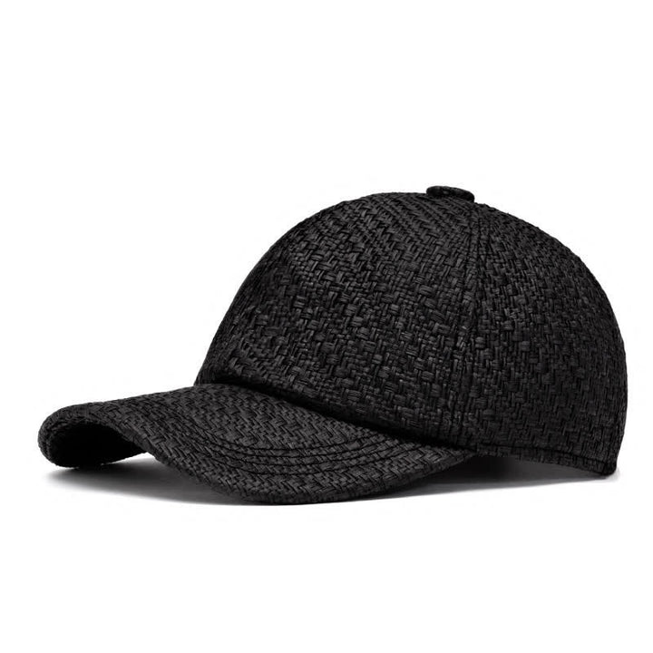 Summer Cool Natural Hue Straw Woven Baseball Cap - Black - Adjustable (22"-24") - image 8