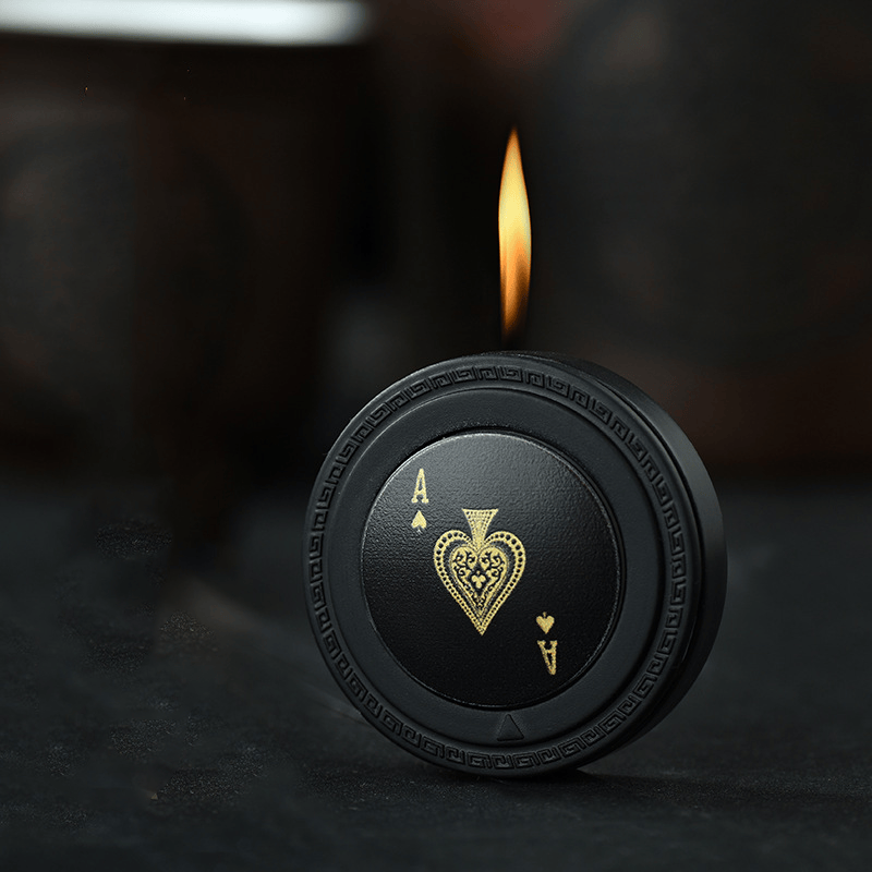Creative Poker Spade A Round Butane Lighter - Black - image 0