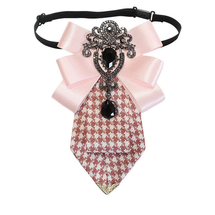 Women's Ornate Crystal & Houndstooth Pattern Necktie - image 5