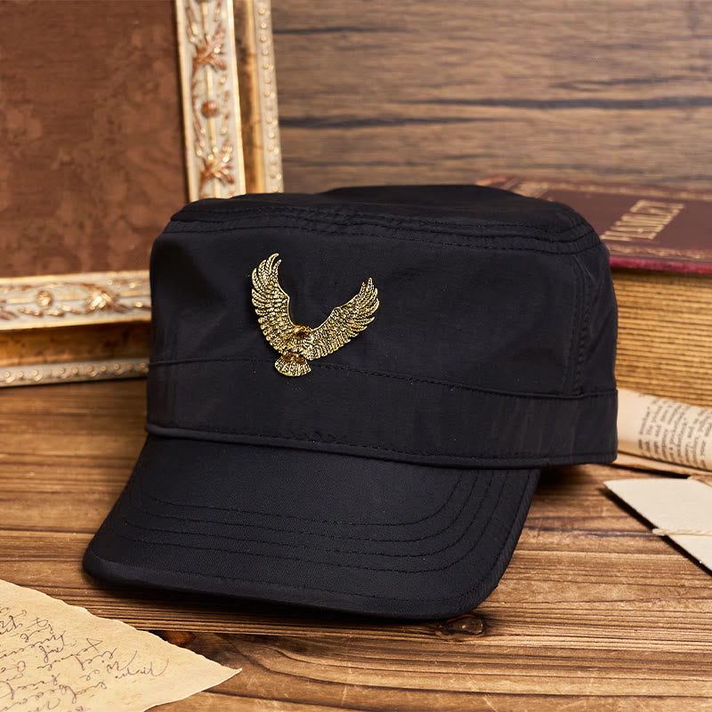 Men's Vintage Eagle-patch Flat-top Beret Hat - image 1