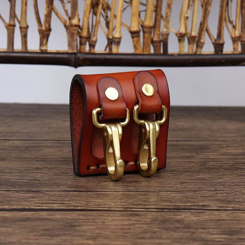 Double Metal Hooks Belt Loop Leather Key Holder - image 14