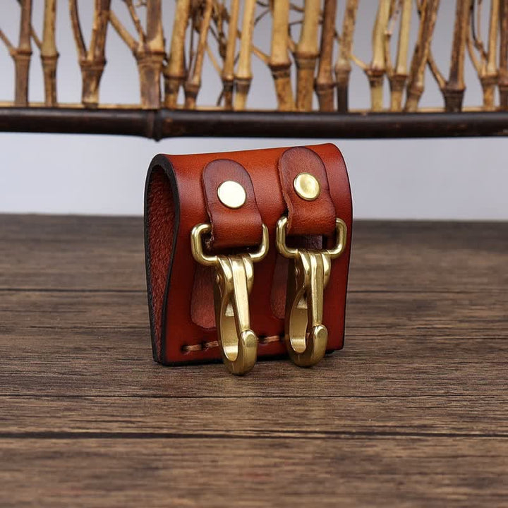 Double Metal Hooks Belt Loop Leather Key Holder - image 14