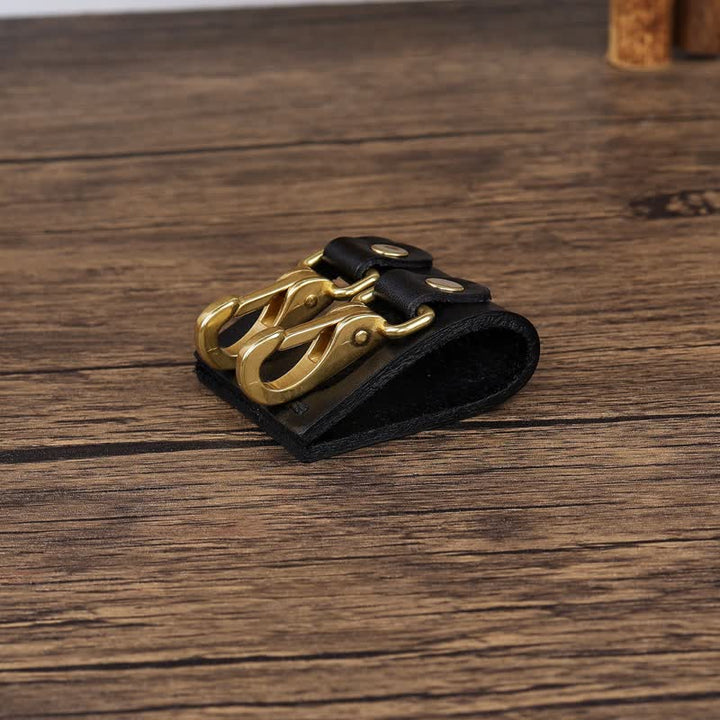 Double Metal Hooks Belt Loop Leather Key Holder - image 5
