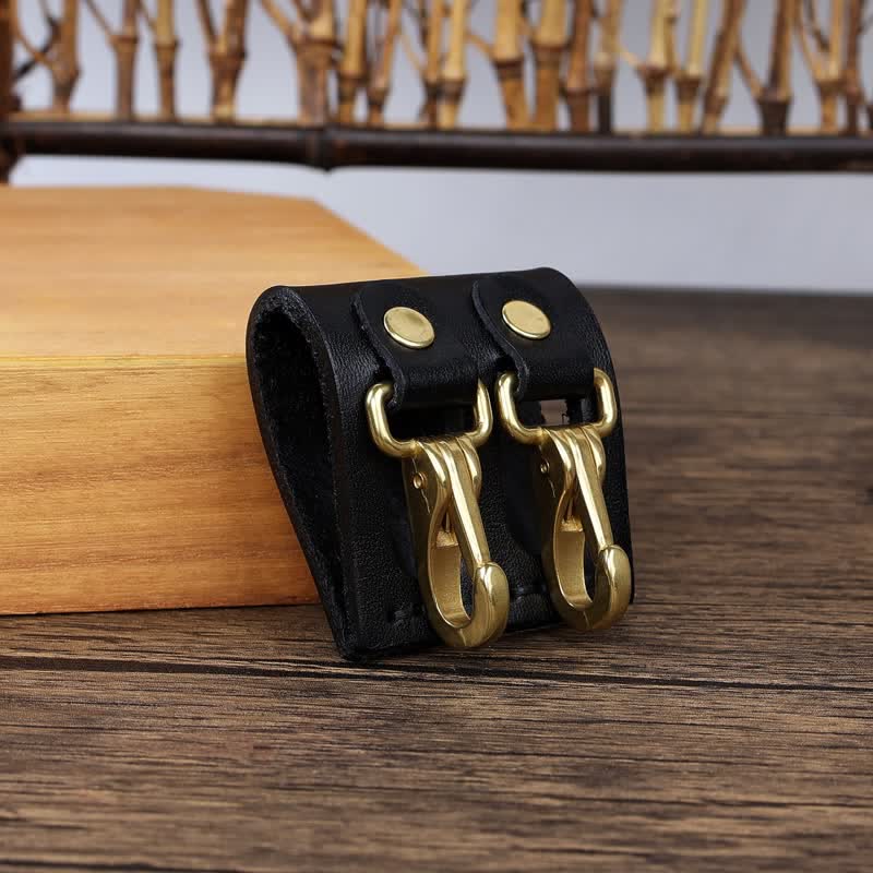 Double Metal Hooks Belt Loop Leather Key Holder - image 4