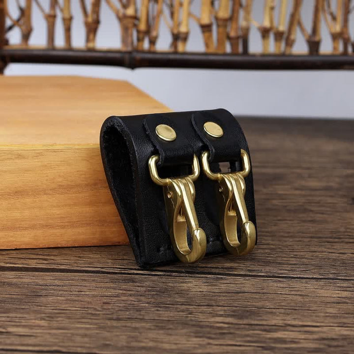 Double Metal Hooks Belt Loop Leather Key Holder - image 4