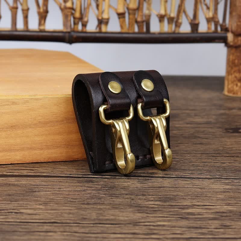 Double Metal Hooks Belt Loop Leather Key Holder - image 11