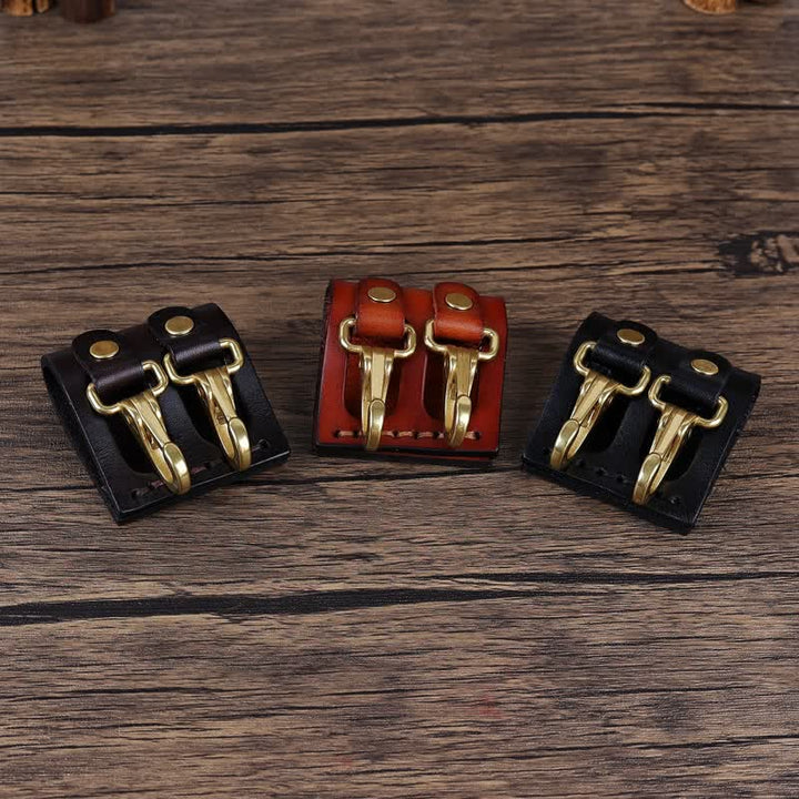 Double Metal Hooks Belt Loop Leather Key Holder - image 6