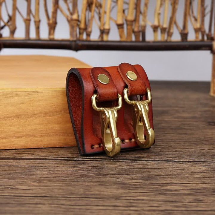 Double Metal Hooks Belt Loop Leather Key Holder - image 15