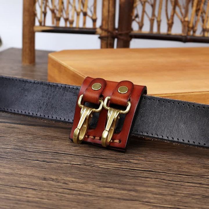 Double Metal Hooks Belt Loop Leather Key Holder - image 13
