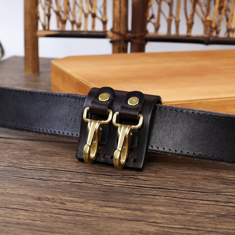 Double Metal Hooks Belt Loop Leather Key Holder - image 9