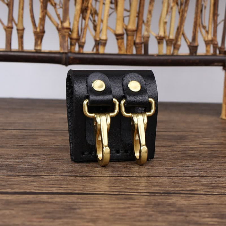 Double Metal Hooks Belt Loop Leather Key Holder - image 3