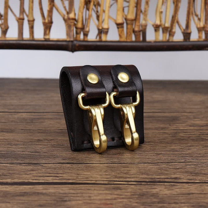 Double Metal Hooks Belt Loop Leather Key Holder - image 10