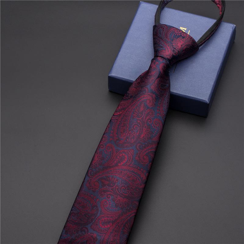 Men's Vintage Printed Necktie With Carved Tie Clip - Style #5 - Silver - image 6