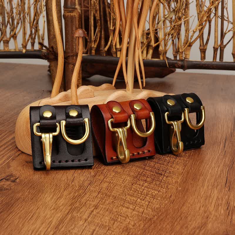 Heavy Duty Clip D-Ring Belt Loop Leather Key Holder - image 1