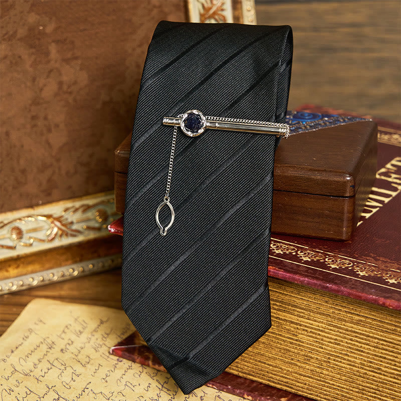 Men's Luxury Blue Sandstone Tie Clip Cufflinks Necktie Set - image 1