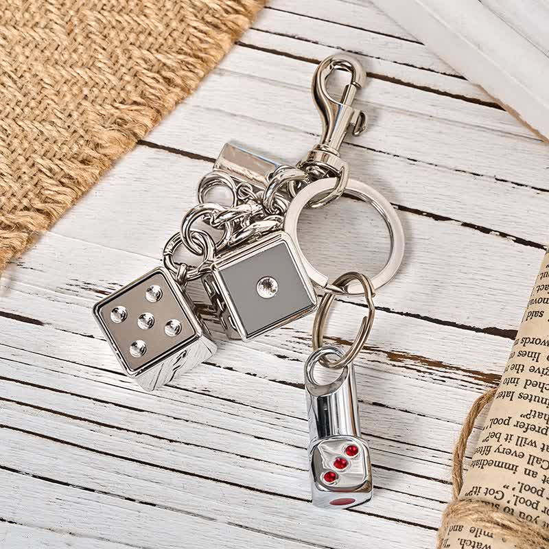 Playful Mini Dice Refillable Pocket Lighter Keychain - Silver - image 0