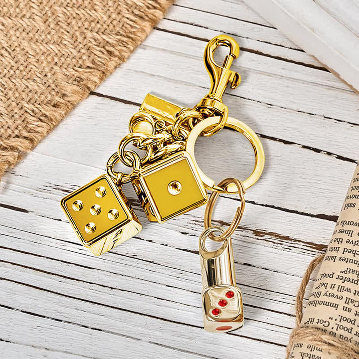 Playful Mini Dice Refillable Pocket Lighter Keychain - Gold - image 8