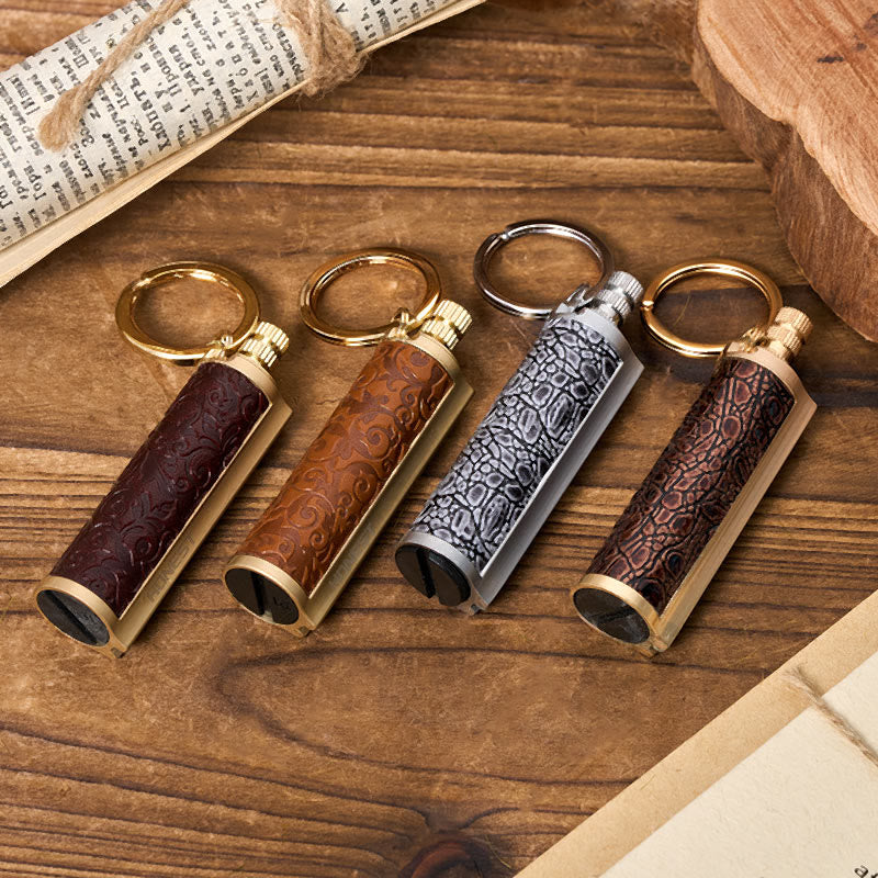 Vintage Tassel Pendant Keychain Carved Kerosene Lighter - image 2