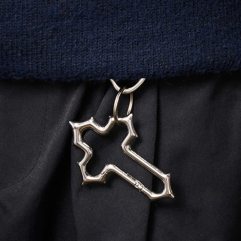 Cross-Shaped Dual Ring Matchstick Kerosene Lighter Keychain - image 1